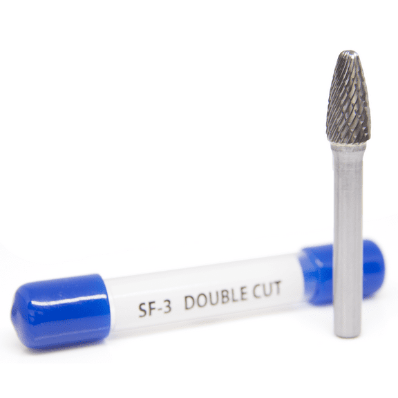 SF-3 Tree Shape Round Nose - Premium Double Cut Tungsten Carbide Burr 1/4" Shank