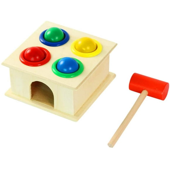 Wooden Hammer and Peg Toy Pounding Bench Wooden Toy with Mallet