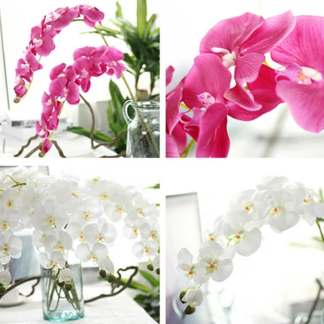 Flores Artificiales Flor de de 9 Cabezas con para Arreglos Florales de Decoración de Bodas Hogar, 93 Cm Púrpura BLESIY Flores de orquídeas artificiales de seda