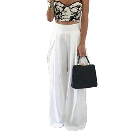 Navy Cord Pants - Women's Fashion Chiffon High Waist Wide Leg Pants