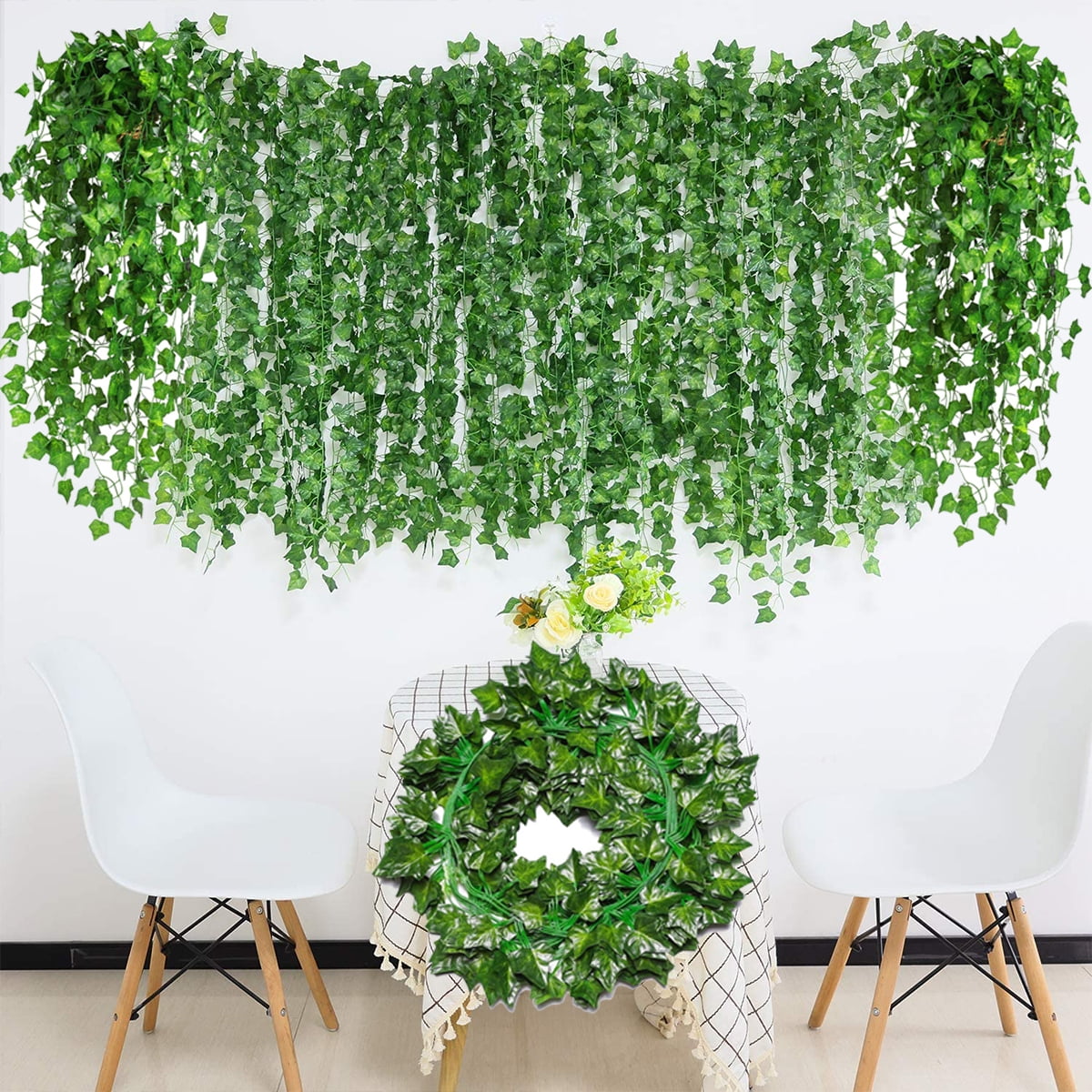 Artificial Ivy Garland, Fake Vines with UV-proof Green Leaves and ...