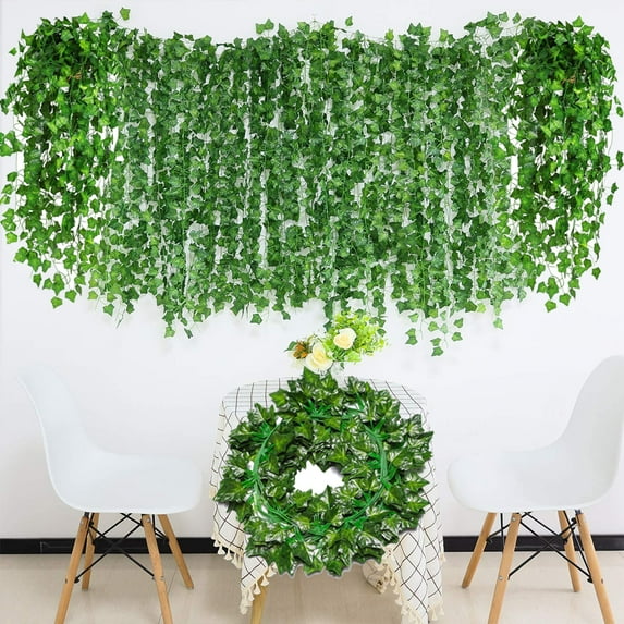 24Piece Set 84ft Artificial Ivy Garland Fake Plant, Fake Ivy Leaf Green Garland Hanging Plant Vine For Aesthetic Bedroom Garden Party Wedding Wall Room Christmas Decoration