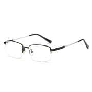 Office Classic Simple Half Frame Business Reading Glasses Eye Protection Anti-Blue Light Memory Titanium Glasses BLACK STRENGTH 250