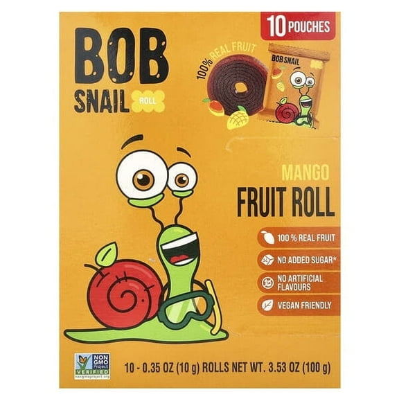 Bob Snail, Fruit Roll, Mango, 10 Pouches, 0.35 oz (10 g) Pack of 3