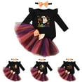 thumbnail image 4 of FYDUU Baby Girl Hallween Outfit Baby Girls Pumpkin Outfit Set Long Sleeve Romper Tulle Tutu Skirt Headband 3Pcs Set Party Thanksgiving Clothes 1-3 Months, 4 of 4