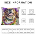 thumbnail image 5 of Throw Pillow Cushion Cover, Happy Smiling Basset Hound Dog Wearing a Jester Hat Neck Garland Bead Necklace, Decorative Square Accent Pillow Case,White Brown, 5 of 5