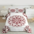thumbnail image 2 of jejeloiu Vintage Hippie Boho Queen Comforter Set,Retro Aesthetic Paisley Bedding Sets,Red White Bedding Comforter Set For Girl Boys,Microfiber Bedroom Decor Reversible,3 Pieces, 2 of 8
