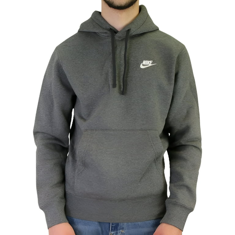 Nike Sportswear Club Fleece Pullover Hoodie Sweatshirt Charcoal Heather Anthracite White Medium Walmart