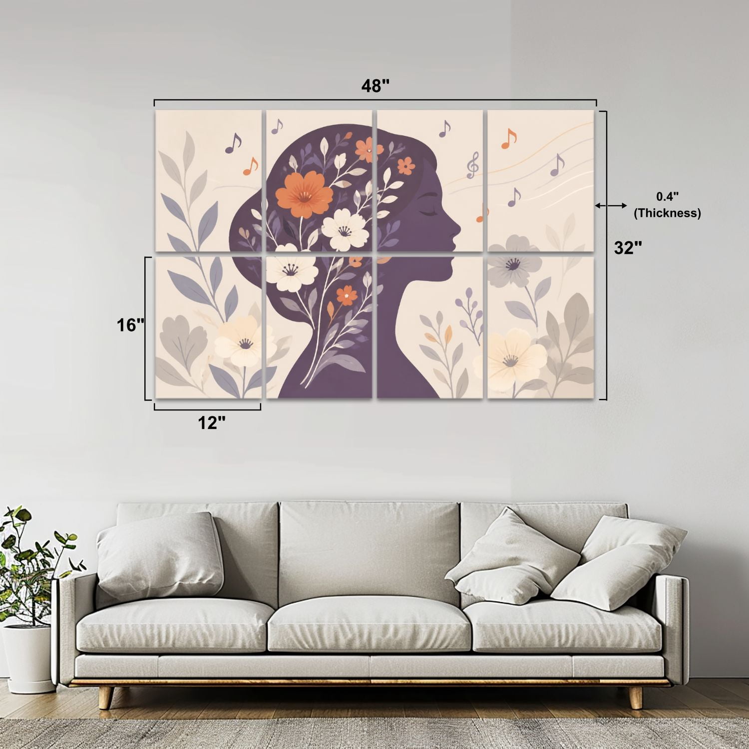 8 Pack Art Acoustic Panels Sound Absorbing Human mind Neurodiversity creativity psychological traits Decorative Soundproof Wall Panels Self Adhesive for Clinic Hospital 48"x32"