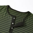 thumbnail image 6 of Mens Tshirts Henley Neck Long Sleeve Button Striped Tees for Casual Comfortable Slim Fit Fall Winter Fashion Mens Shirts Green M, 6 of 8