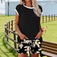 thumbnail image 2 of TaTaai Women's Random Print Lounge Set 2025 Summer Short Sleeve Round Neck Top and Shorts with Pockets Tie Side Casual Home Daily Gift, 2 of 6