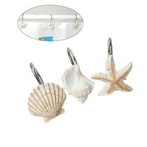 QIFULL Hawaiian Shower Curtain Hooks Brown Metal 12pcs