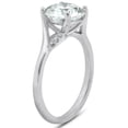 thumbnail image 2 of Bow Jewelry 14K White Gold Plated 2.1 Ct Oval Cut Moissanite Ring - Solitaire with Accents 4 Prong Set - Engagement Ring for Women - Jewelry Gift, 2 of 3