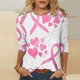 thumbnail image 2 of Camisetas Casuales de las Mujeres Impresas 3/4 Manga Blusa Cuello Redondo Estante de Imitación, Moda Casual Top para las Mujeres, 2 of 5