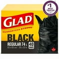 thumbnail image 1 of Glad Black Garbage Bags - Regular 74 Litres -, 40 Trash Bags, 1 of 4