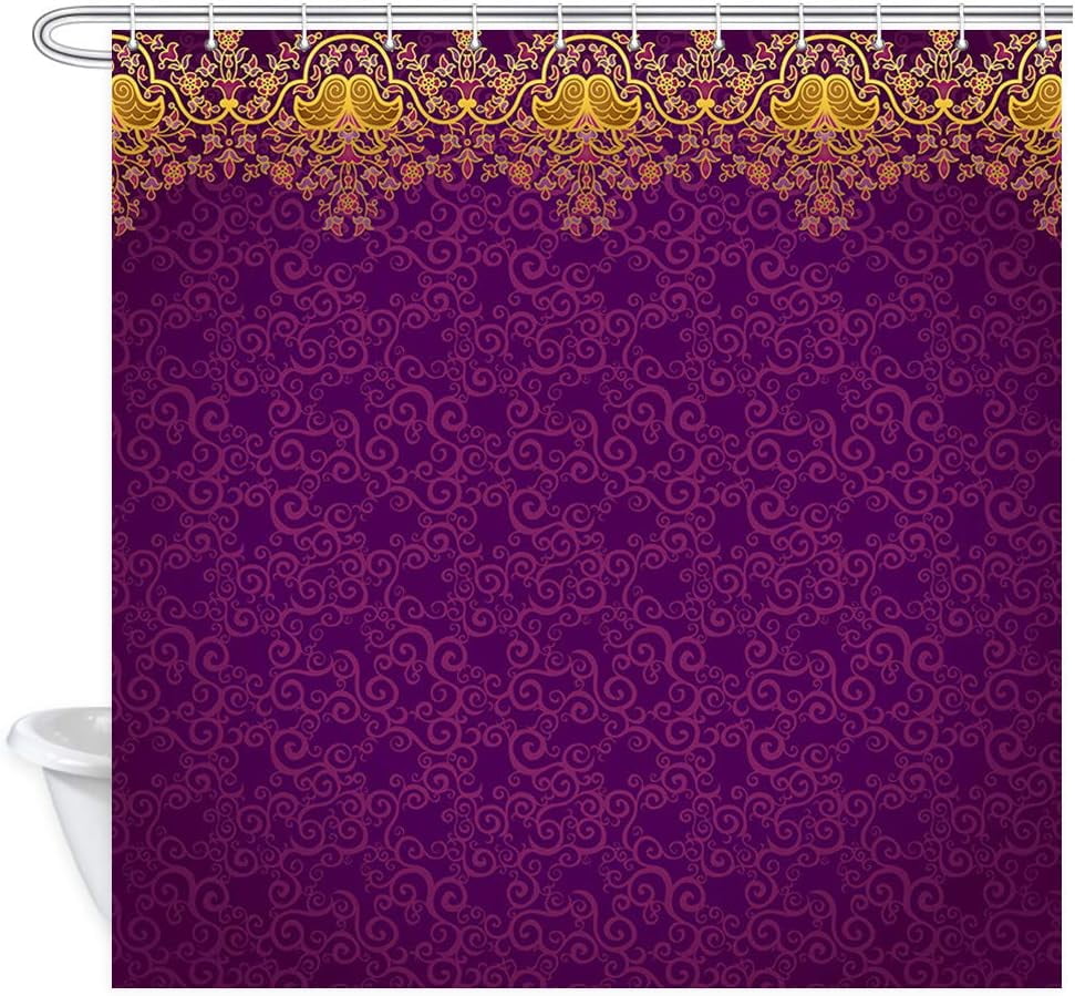 Sonernt Traditional Fabric Shower Curtain with 12 Hooks Washable Polyester Fabric 72"x72" inch