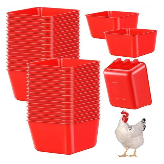 AYktou Cage Cups Chicken Feeder Cups, 4×5×2 Inch Hanging Bird Food Bowl Water Bowl Birds Feeders Rabbit Hanging Feeding Bowl Bunny Cage Food Box Multi-Purpose Pet Water Cup for Pet Parrot Poultry