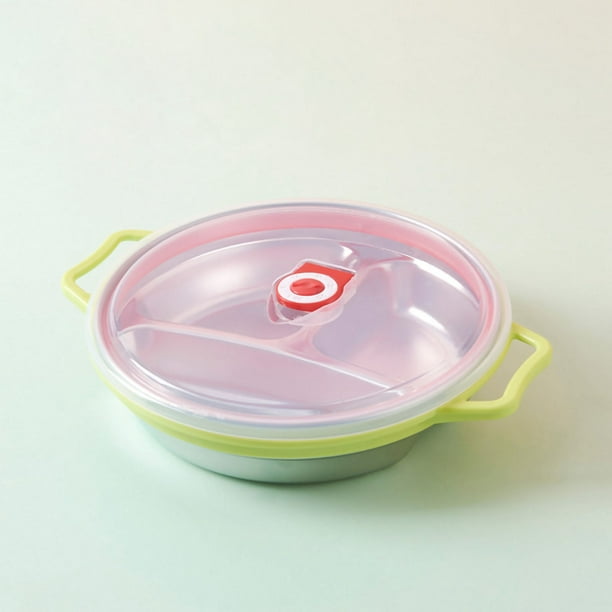 Plato para niños BuyWeek acero inoxidable con mango anti-escaldaduras 3 compartimentos