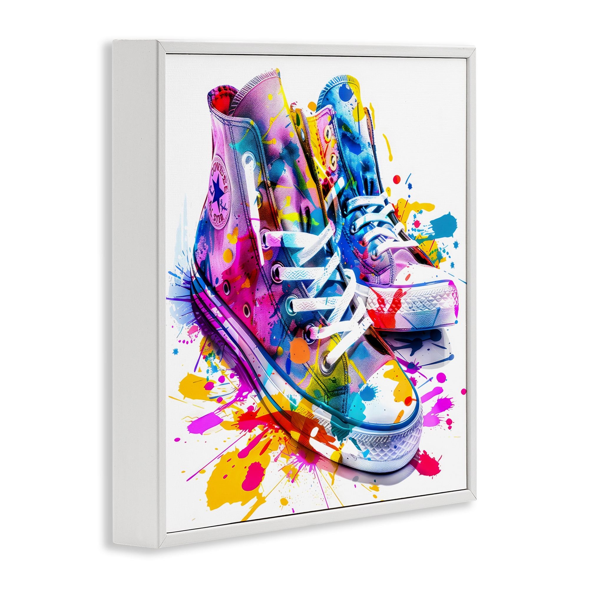 Stupell Industries High Top Sneakers Splash White Framed Giclee Art, design by Creative Studio