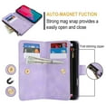 thumbnail image 6 of Allytechgroup Premium Wallet Phone Case for iPhone 16, Zipper Pocket Kickstand Crossbody Shoulder Strap Hand Wrist RFID Blocking Shockproof Protective Case for Women Men, Purple, 6 of 8