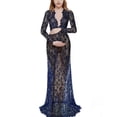 thumbnail image 6 of Versatile Maternity Long Sleeve V Neck Sheer Lace Dress Bodycon Fit Trailing Train for Various Formal Activity, 6 of 8