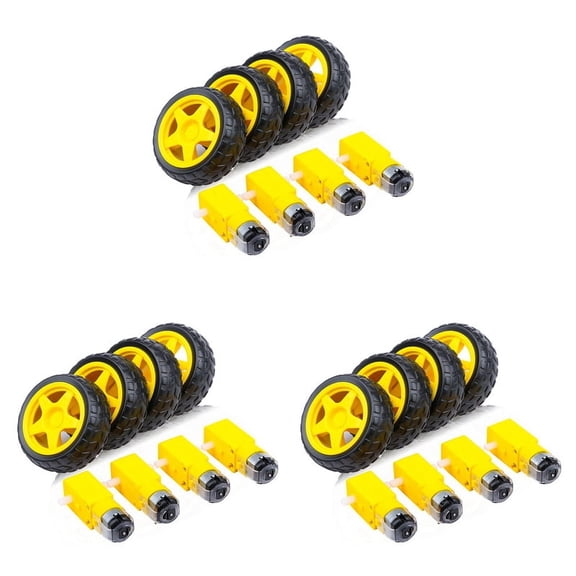 12PCS DC Electric Motor   Plastic TT Motor Tire Wheel Dual Shaft Gear Motor TT  Engine for  Smart Car