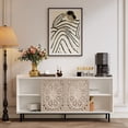 thumbnail image 4 of Aukfa Accent Cabinet with Carved Wood Design, Buffet Sideboard & TV Stand for Living Room, Dining Room,White, 4 of 8