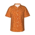 thumbnail image 2 of Xecao Orange Glitter print Hawaiian shirt - a stylish short-sleeve button-down for men, perfect for casual beach and tropical outings., 2 of 9