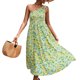 thumbnail image 5 of Vestido Sin Mangas De Un Hombro Vestido Fruncido De Un Hombro Vestido Midi Con Estampado Floral Vestido Elegante Con Estampado Floral OTVIAP Blanco y Verde XL, 5 of 5
