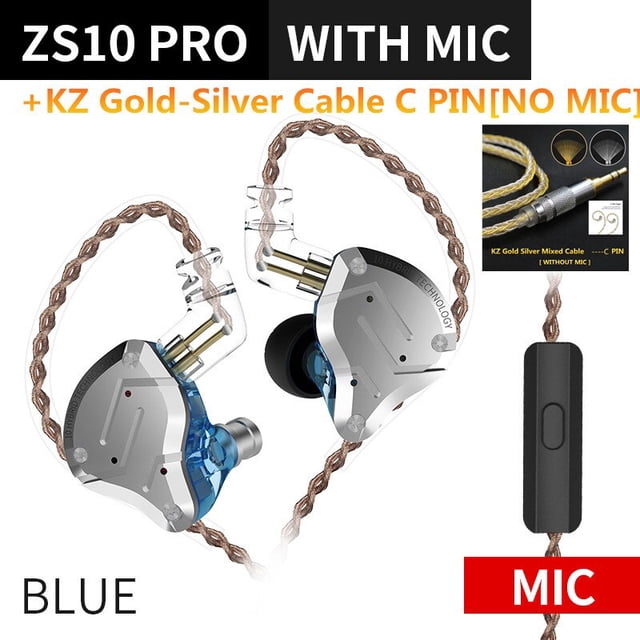 KZ ZS10 PRO 4BA + 1DD HIFI Auriculares de metal Auriculares híbridos en la oreja Auriculares deportivos con cancelación de ruido KZ ZSN PRO ZST AS16 AS12 AS10 C16 Tan Jianjun unisex