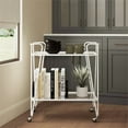 thumbnail image 2 of Linon Mia Metal and Mirrored Mid Century 2 Level Rolling Bar Cart in White, 2 of 16