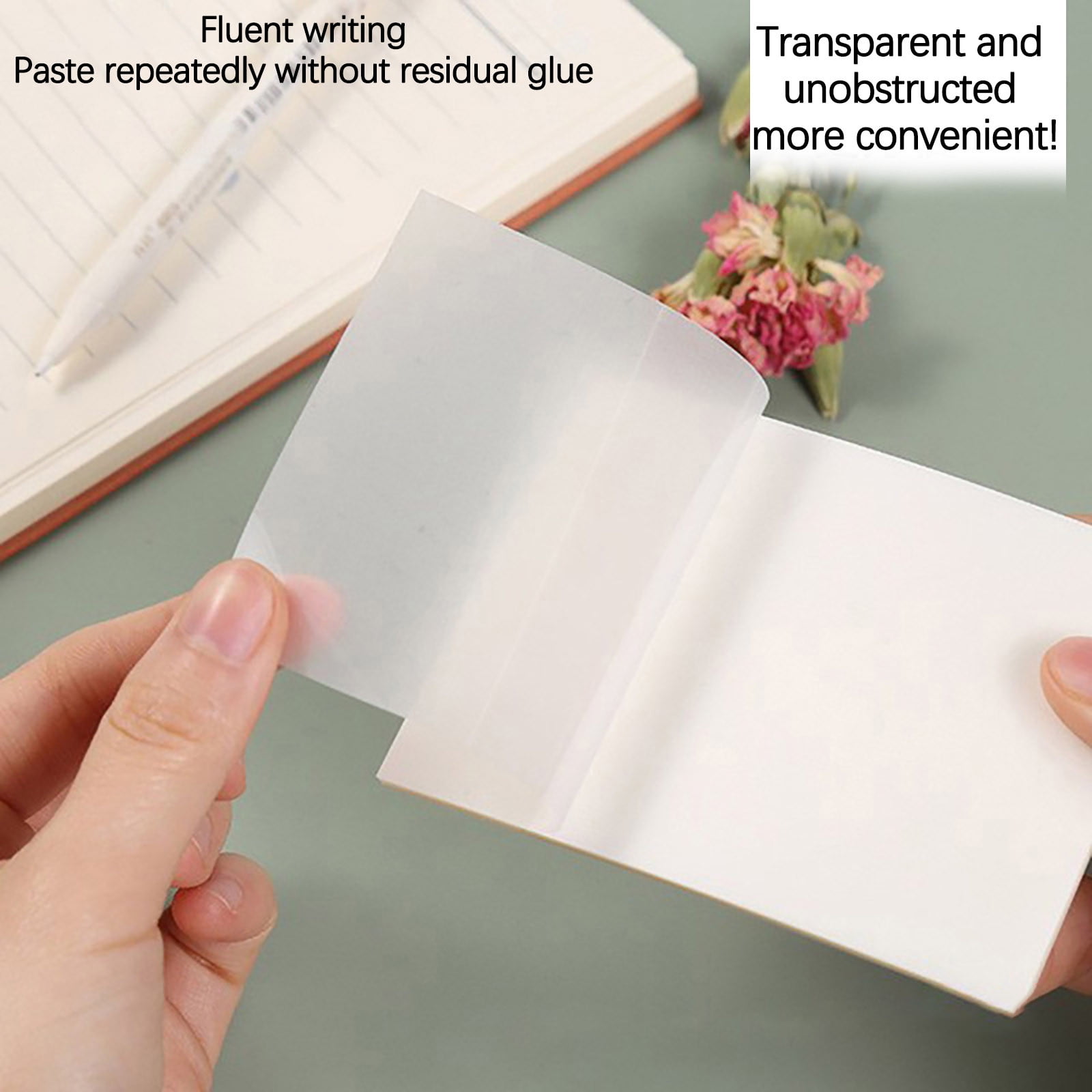 PVCS Notes autocollantes transparentes - Bloc-notes couleur translucide  imperméable 3 x 3 pouces - 50 feuilles par bloc