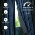 thumbnail image 4 of Lapalife Blackout Velvet Curtains, Scroll Floral Pattern Rod Pocket Thermal Insulated Velvet Curtain Drapes for Living Room, 2 Panels, 52"x 108", Nightfall Navy, 4 of 9