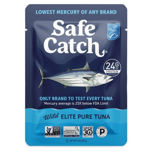 Safe Catch Elite Wild Pure Tuna, 3 oz Pouch – Mercury Tested, High-Protein Ready-to-Eat Tuna