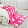 thumbnail image 4 of Uutvmp Halloween Pink Ghost Blanket, Flannel Cover Blanket, ExtendedSuper Soft Halloween Ghost Blanket for Bedroom Bed Living Room Sofa Couch, 4 of 9