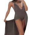 thumbnail image 3 of Robe Justaucorps pour Femmes Sans Manches Col en V Profond Dos Nu Robe Longue Fluide pour Cocktail, 3 of 4