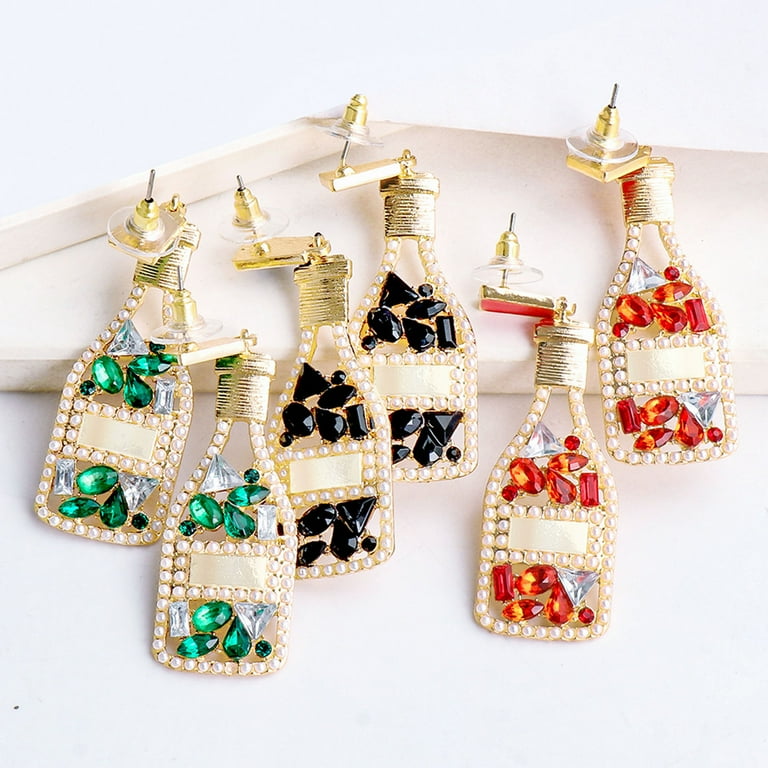 Necvior Beaded Earrings Champagne Bottle Earrings for Women