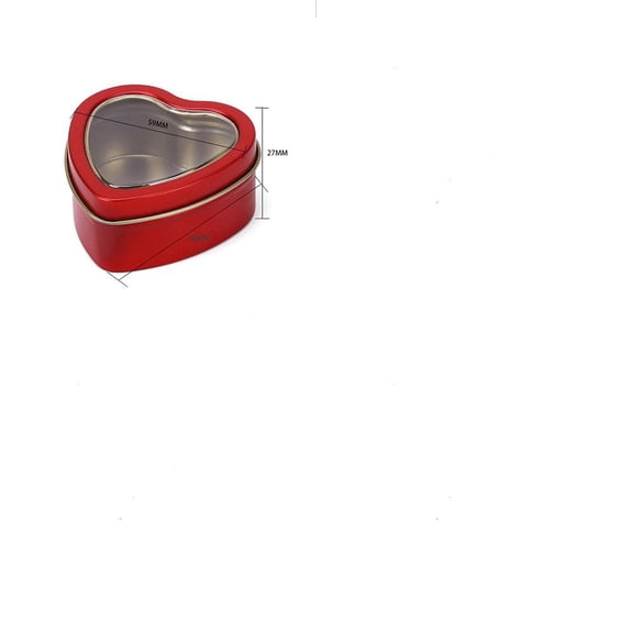 5Pcs Red Tinplate Heart Gift Boxes with Clear Window Lid 60x59x27mm Storage Tins for Jewelry Small Items Party Favors DIY