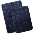 thumbnail image 1 of Clara Clark Bathroom Rugs, Velvet Memory Foam Bath Mat, Ultra Soft Non Slip and Absorbent - Tiled - Set of 2 - Navy, 1 of 6