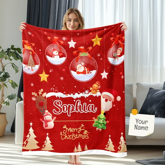 JML Custom Soft Flannel Blanket for Christmas Holidays, Name-customizable, New Year Gifts and Decorations