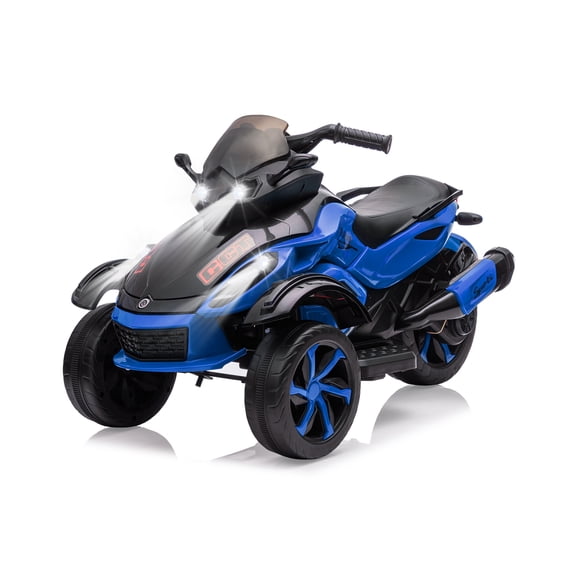 Electric Ride On Car 12V Dual Motor for Children with Music and Lights, Outdoor Battery Powered Vehicle Toy 66 lbs Capacity up to 4 MPH Ages 3-6 Blue Black
