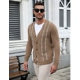 thumbnail image 5 of COOFADNY Mens Cardigan Sweater Vintage Striped V-Neck Long Sleeve Button Down Knitted Sweaters, 5 of 8