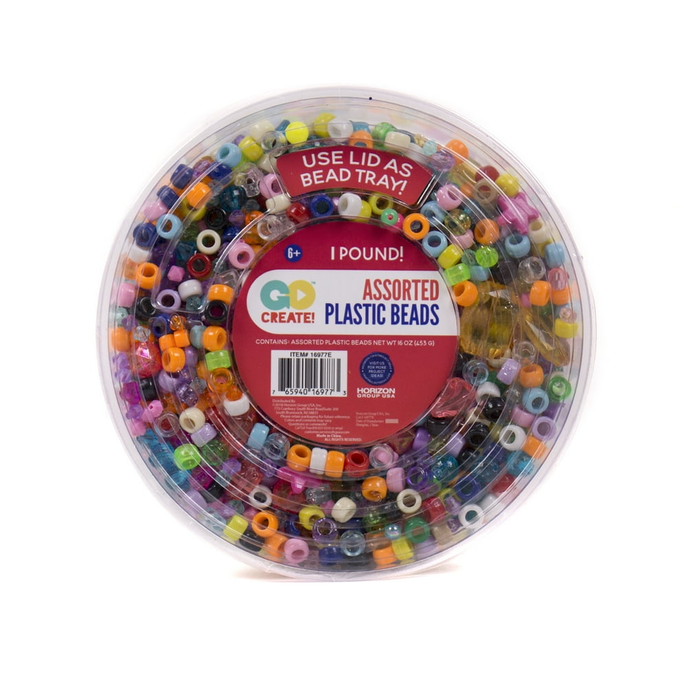 Go Create Plastic Bead Value Pack, 1 lb. of Assorted Beads, Various