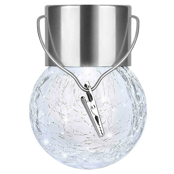 Outdoor Hanging Solar Lights, Solar Powered Crackle Glass Ball Lights, Waterproof Tree Hanging Outdoor Globe Lights with Hook for Garden Balcony Patio Christmas Party Decoration