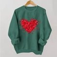 thumbnail image 6 of Valentines Day Sweatshirts Women Cute Heart Valentine Sweater Tops Casual Funny Graphic Long Sleeve Shirts Pullover, XS Green, 6 of 6