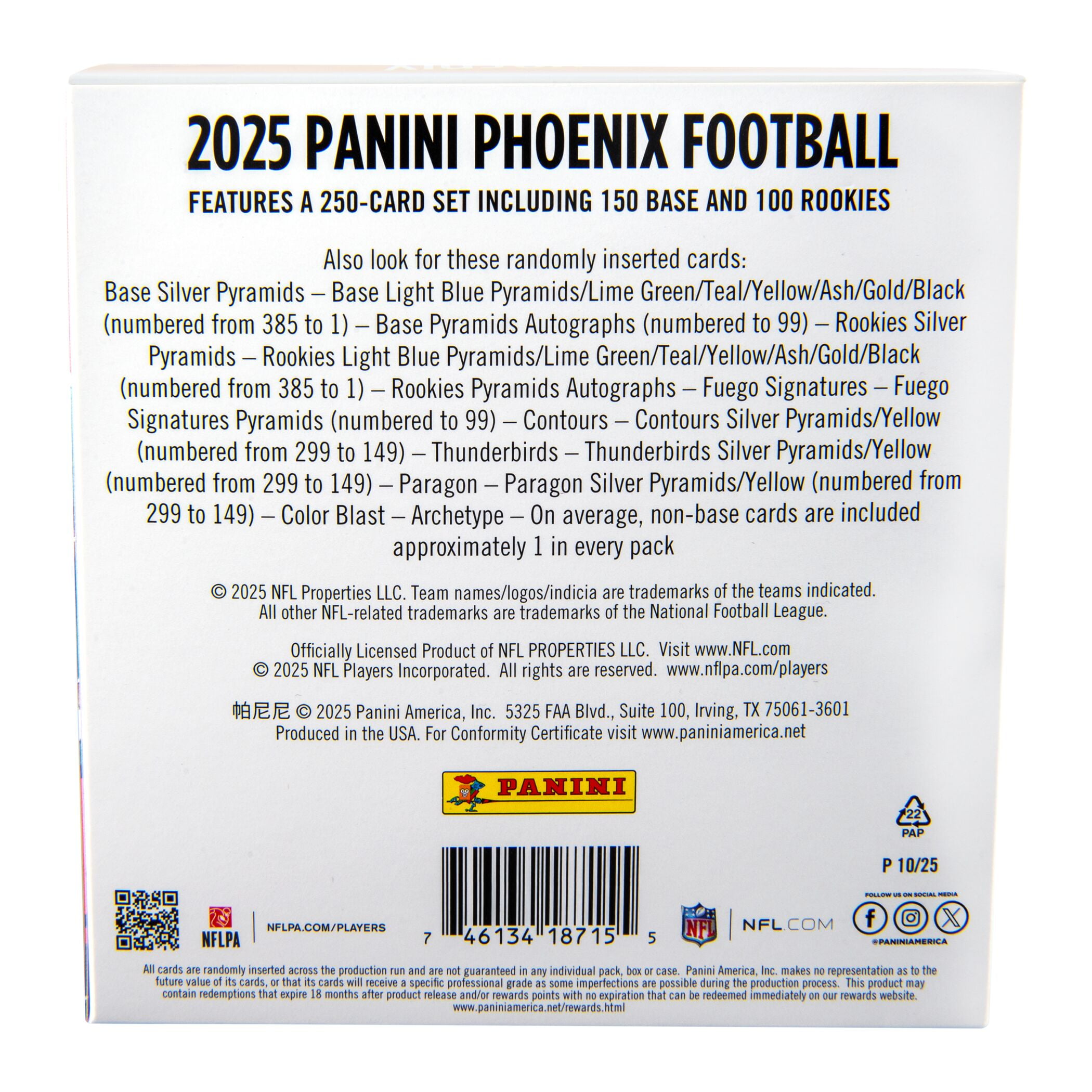 2025 Panini Phoenix Football Trading Cards Mega Box
