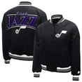 thumbnail image 3 of Women's Starter  Black Utah Jazz Arch Stripe Full-Snap Satin Varsity Jacket, 3 of 3