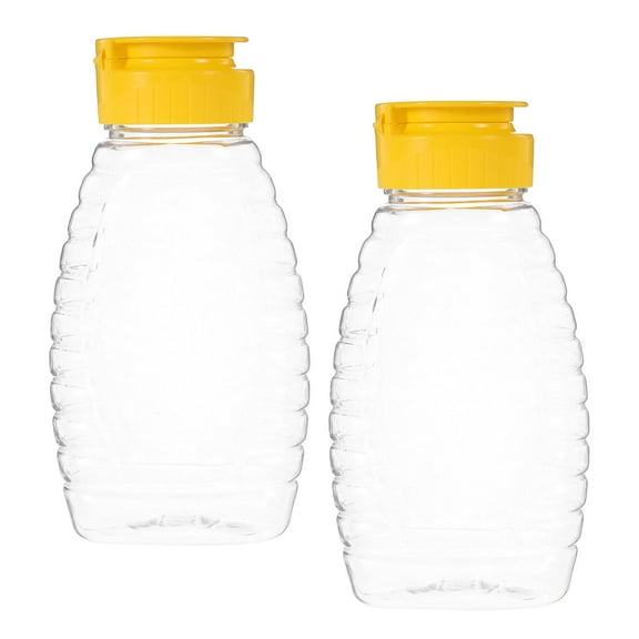 Topbathy 2Pcs Transparent Honey Dispenser Bottles Leakproof Squeeze Sauce Container for Daily Use