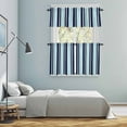 thumbnail image 6 of Turquoise Dark Kitchen Curtains Valances and Tiers Set of 3 Blue Striped Minimalist Contrast Vertical Stripes Tier Curtains and Valance with Rod Pocket for Small Windows, 27.5"x36", 6 of 9