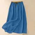 thumbnail image 2 of Boho Maxi Skirt for Women High Waist Elastic A-Line Flowy Pleated Long Skirts Cotton Linen Casual Summer Skirts, 2 of 9